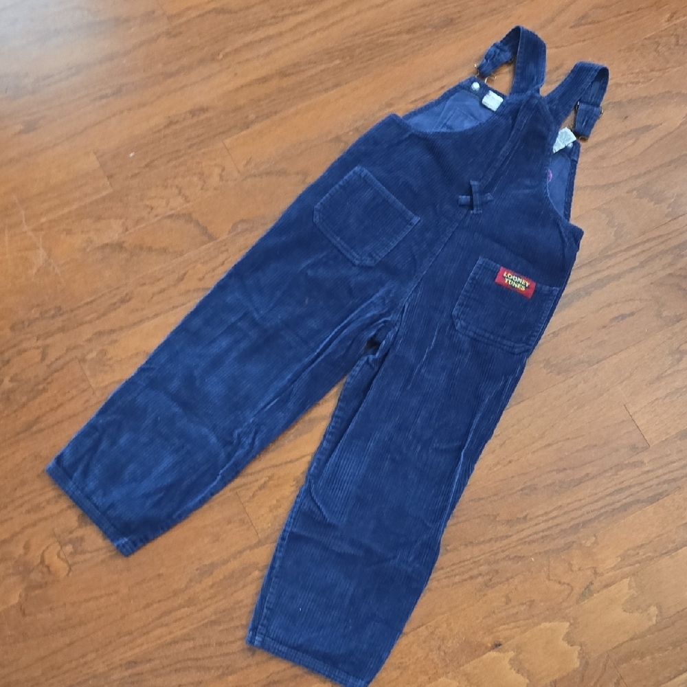 Vintage Looney Tunes Navy Corduroy Kids Overalls Size 10/12 - Picture 6 of 10